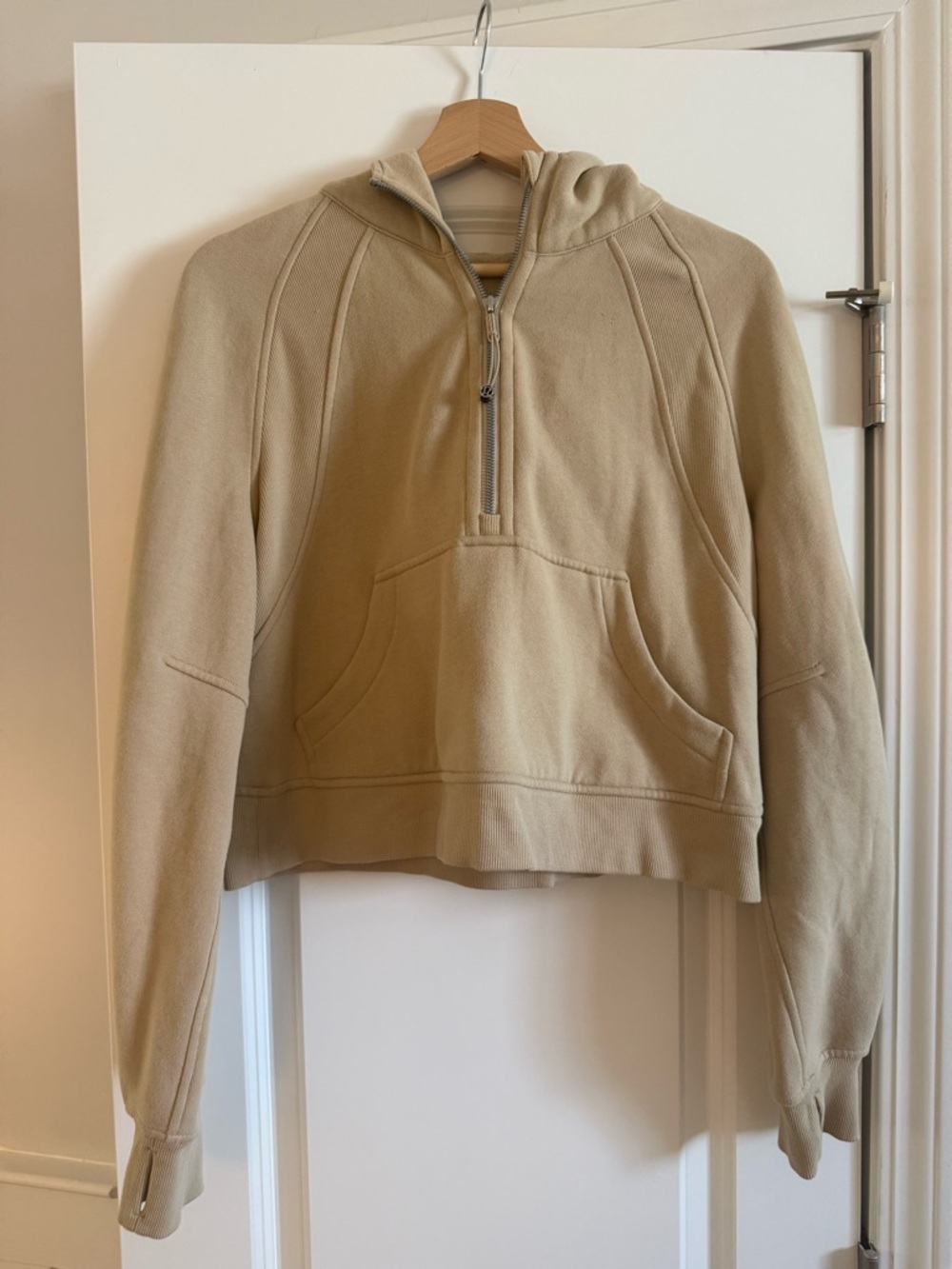 lululemon Beige scuba Half-Zip Hooded Pullover